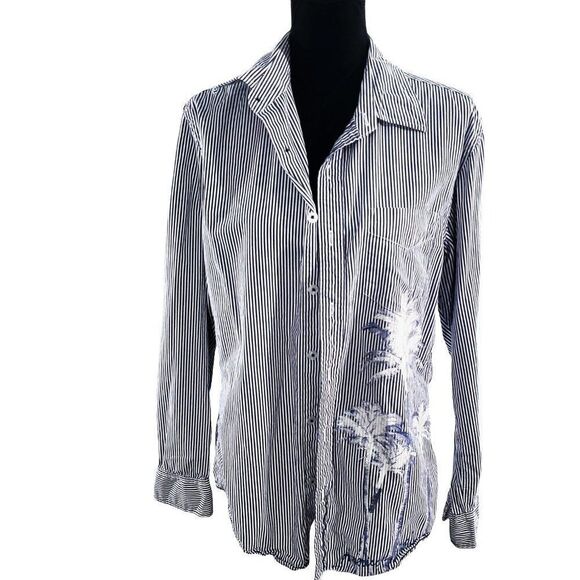 American Eagle Outfitters Stripe Button-up 100% Cotton Vintage Fit Top Size M - Picture 1 of 6